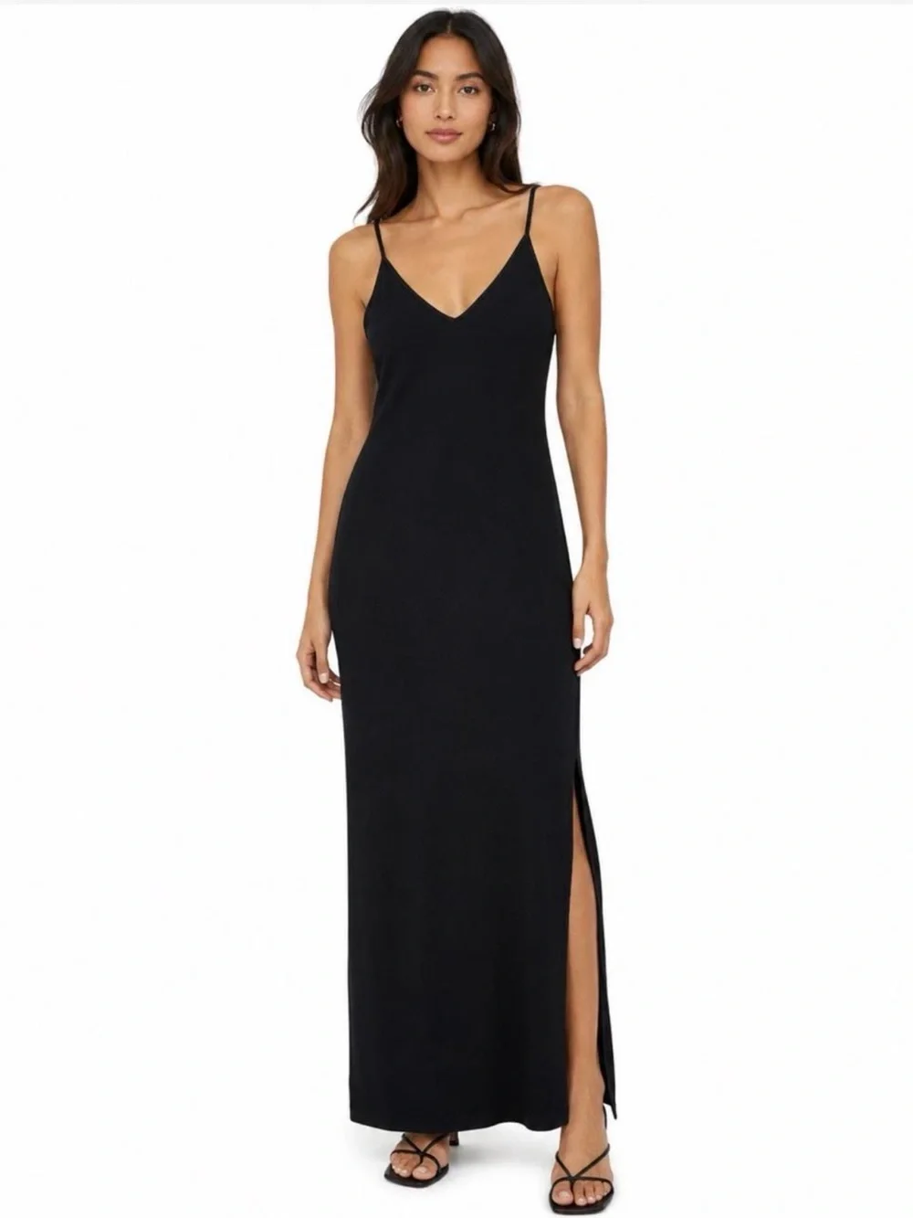 🖤 Abercrombie & Fitch Collection Black Ribbed Maxi Slip Dress • Size S 🖤